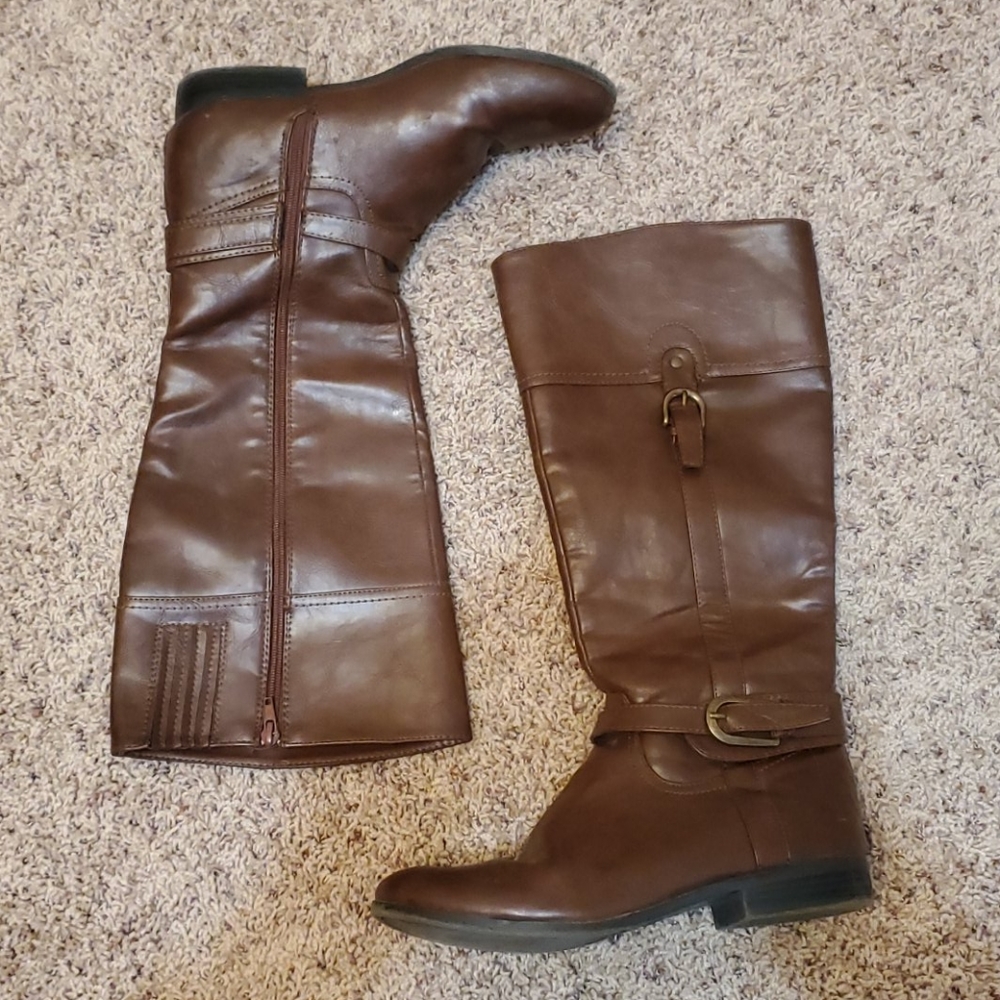 Women's Unisa Brown Leather Riding Boots